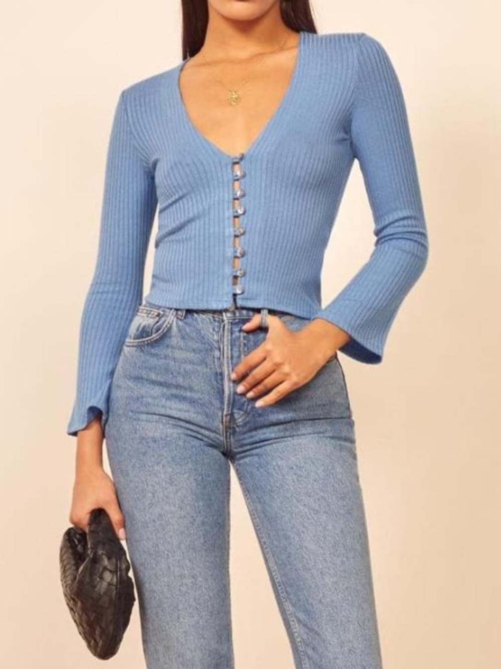 Reformation Gellar Top in Viola Blue- XS